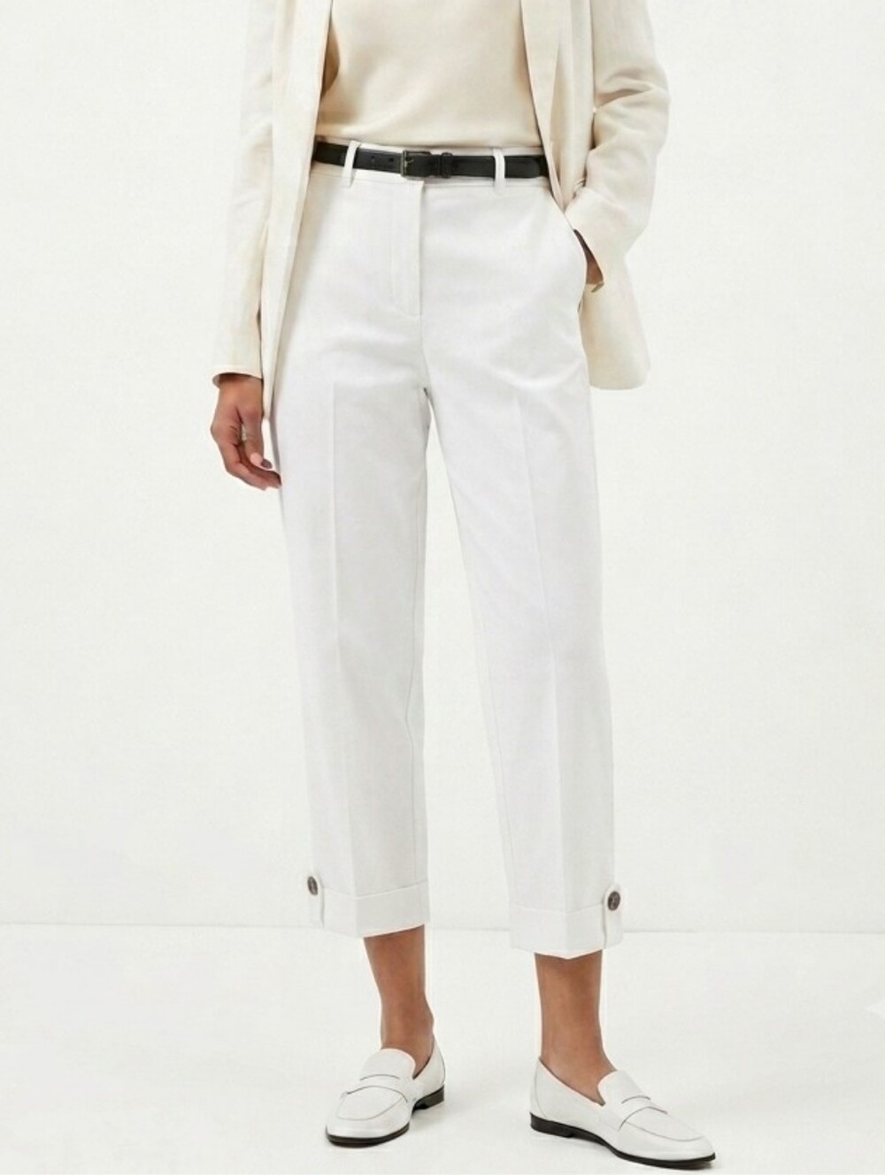 Talbots White Cropped Straight-Leg Cotton Pants 4